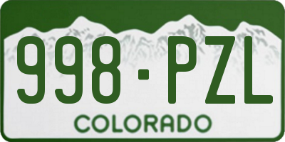 CO license plate 998PZL
