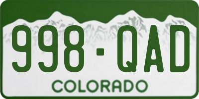 CO license plate 998QAD