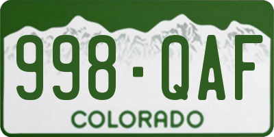 CO license plate 998QAF