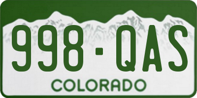 CO license plate 998QAS