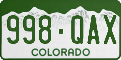 CO license plate 998QAX