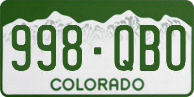 CO license plate 998QBO