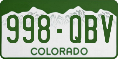 CO license plate 998QBV