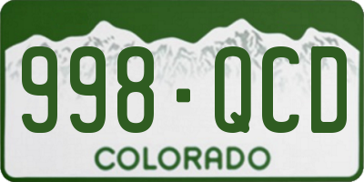 CO license plate 998QCD