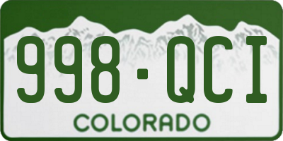 CO license plate 998QCI