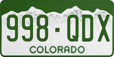 CO license plate 998QDX