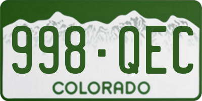 CO license plate 998QEC