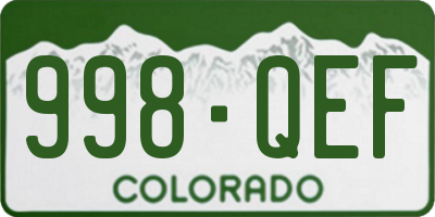 CO license plate 998QEF