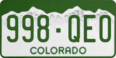 CO license plate 998QEO