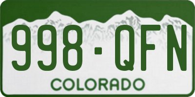 CO license plate 998QFN