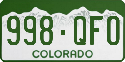 CO license plate 998QFO
