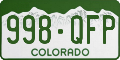CO license plate 998QFP
