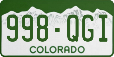 CO license plate 998QGI
