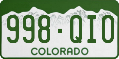 CO license plate 998QIO