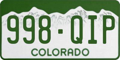 CO license plate 998QIP
