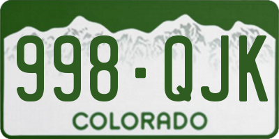 CO license plate 998QJK
