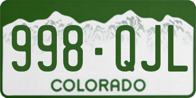 CO license plate 998QJL