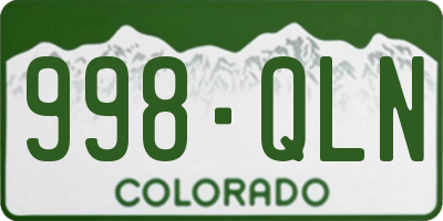 CO license plate 998QLN