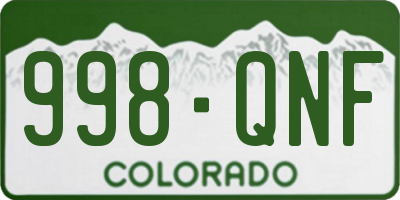 CO license plate 998QNF