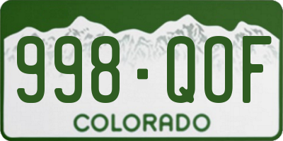CO license plate 998QOF