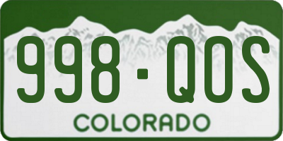 CO license plate 998QOS