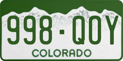 CO license plate 998QOY