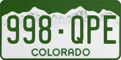 CO license plate 998QPE