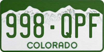 CO license plate 998QPF