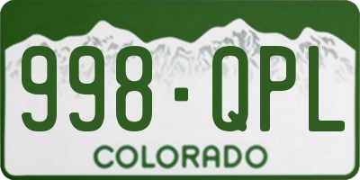 CO license plate 998QPL