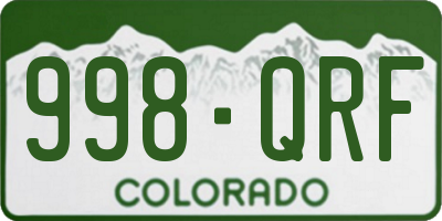 CO license plate 998QRF
