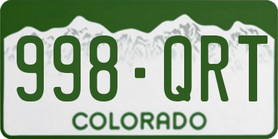 CO license plate 998QRT