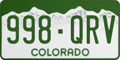 CO license plate 998QRV