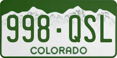 CO license plate 998QSL