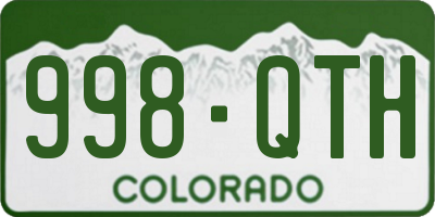 CO license plate 998QTH