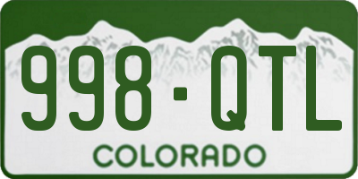 CO license plate 998QTL