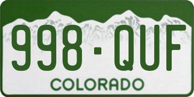CO license plate 998QUF