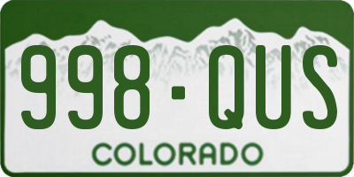 CO license plate 998QUS
