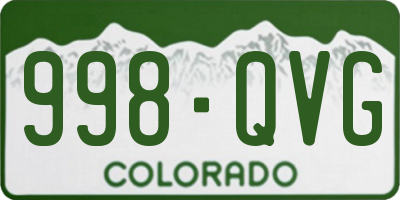 CO license plate 998QVG