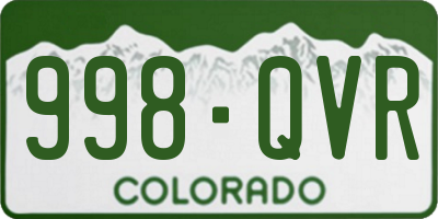 CO license plate 998QVR