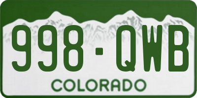 CO license plate 998QWB