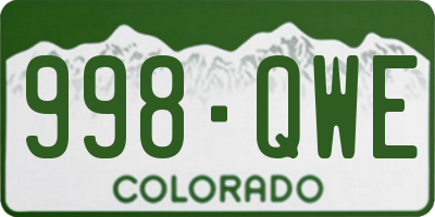 CO license plate 998QWE