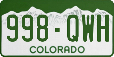 CO license plate 998QWH