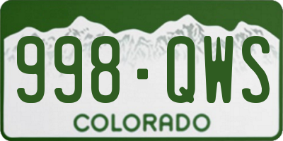 CO license plate 998QWS