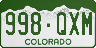CO license plate 998QXM