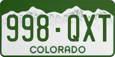 CO license plate 998QXT