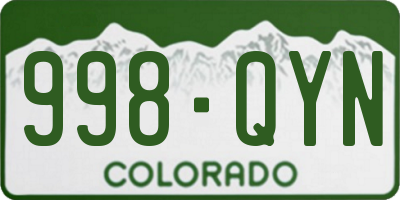 CO license plate 998QYN
