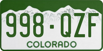 CO license plate 998QZF
