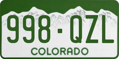 CO license plate 998QZL