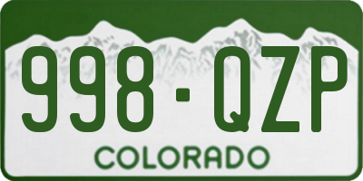CO license plate 998QZP