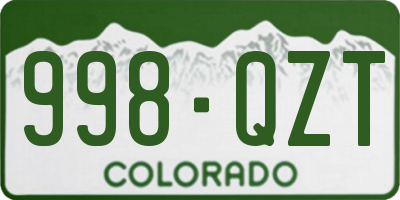 CO license plate 998QZT